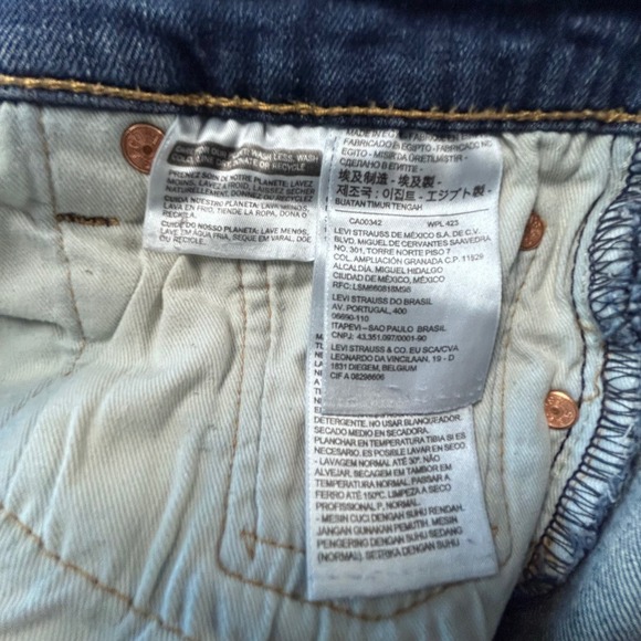 VTG Big E Levi's 510 Skinny Fit Jeans Men's W33 L34 Blue Distressed Denim Faded - Picture 8 of 9